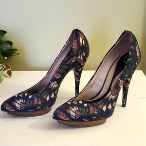 McQ by Alexander McQueen | Black Canvas with Floral Design Sz 39